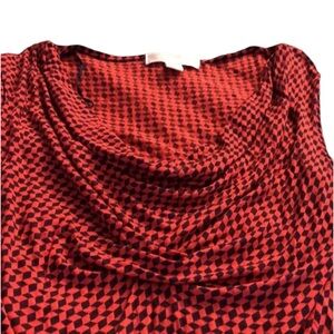 Micheal Kors size small Red & black houndstooth check Cowl neck sleeveless top